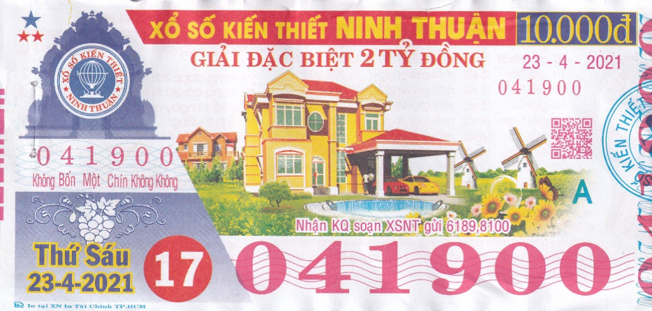 Mẫu vé số Ninh Thuận